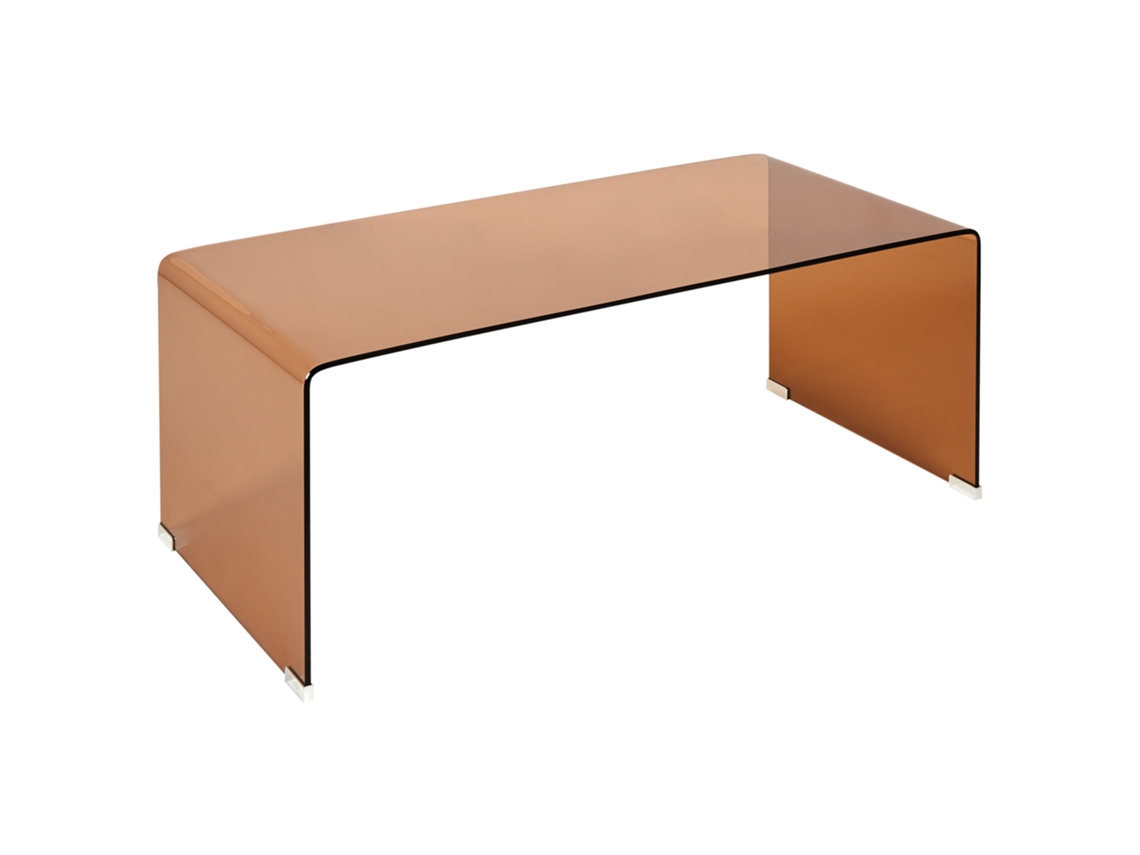 Mesa De Centro Beliani Kendall De Vidrio De Seguridad Marrón 50x100x40 (templado)