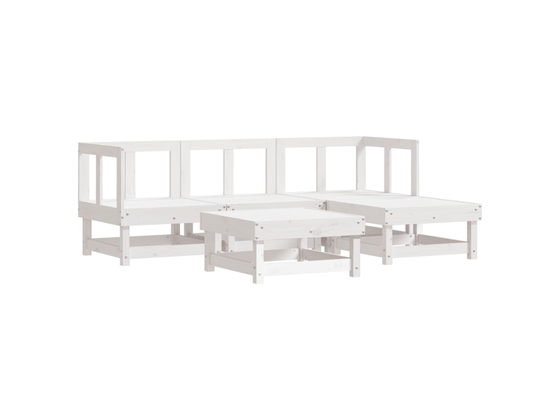Maison Exclusive - Juego De Sofás De Jardín 5 Piezas Madera Maciza De Pino Blanco