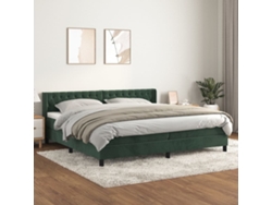 Cama Box Spring Con Colchón Terciopelo Verde Oscuro 200x200 Cm