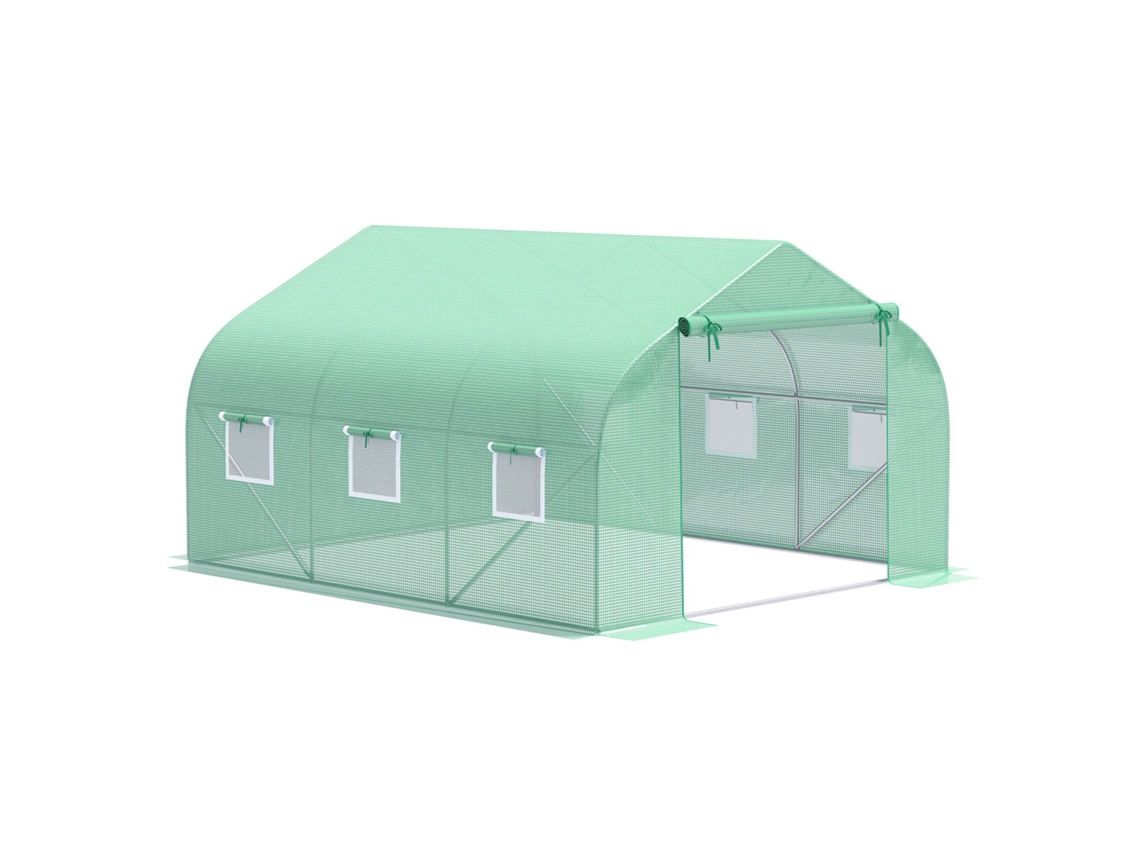 Invernadero Aluminio 350x300x200cm Techo A Dos Aguas Cultivo Plantas