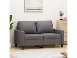 Sofá De 2 Plazas De Cuero Sintético Gris 120 Cm
