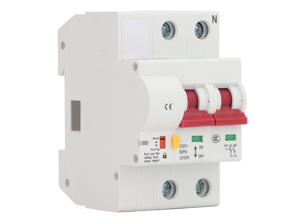 2026dz-Interruptor de circuito inteligente de 2 polos con control remoto, protección contra sobrecarga, interruptor de aire acondicionado