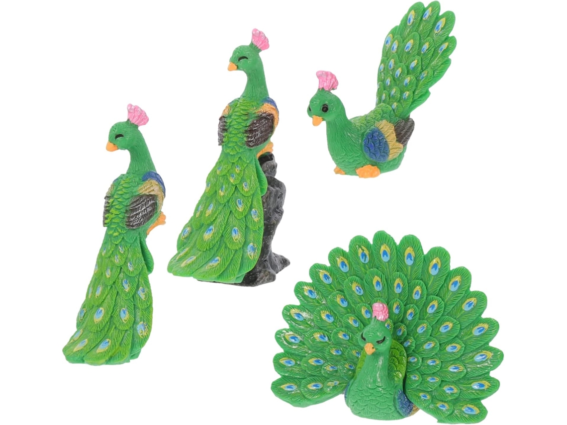 Figuras Miniatura De Pavo Real (4 Piezas), Decoraciones De Resina, Modelos De Micro Paisajes.