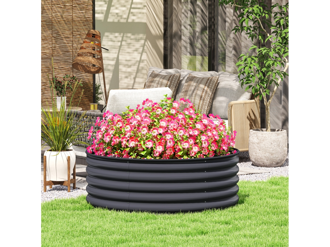 Jardinera elevada de acero, jardinera, macetero refrescante, jardinera apilable, 120 x 120 x 43 cm