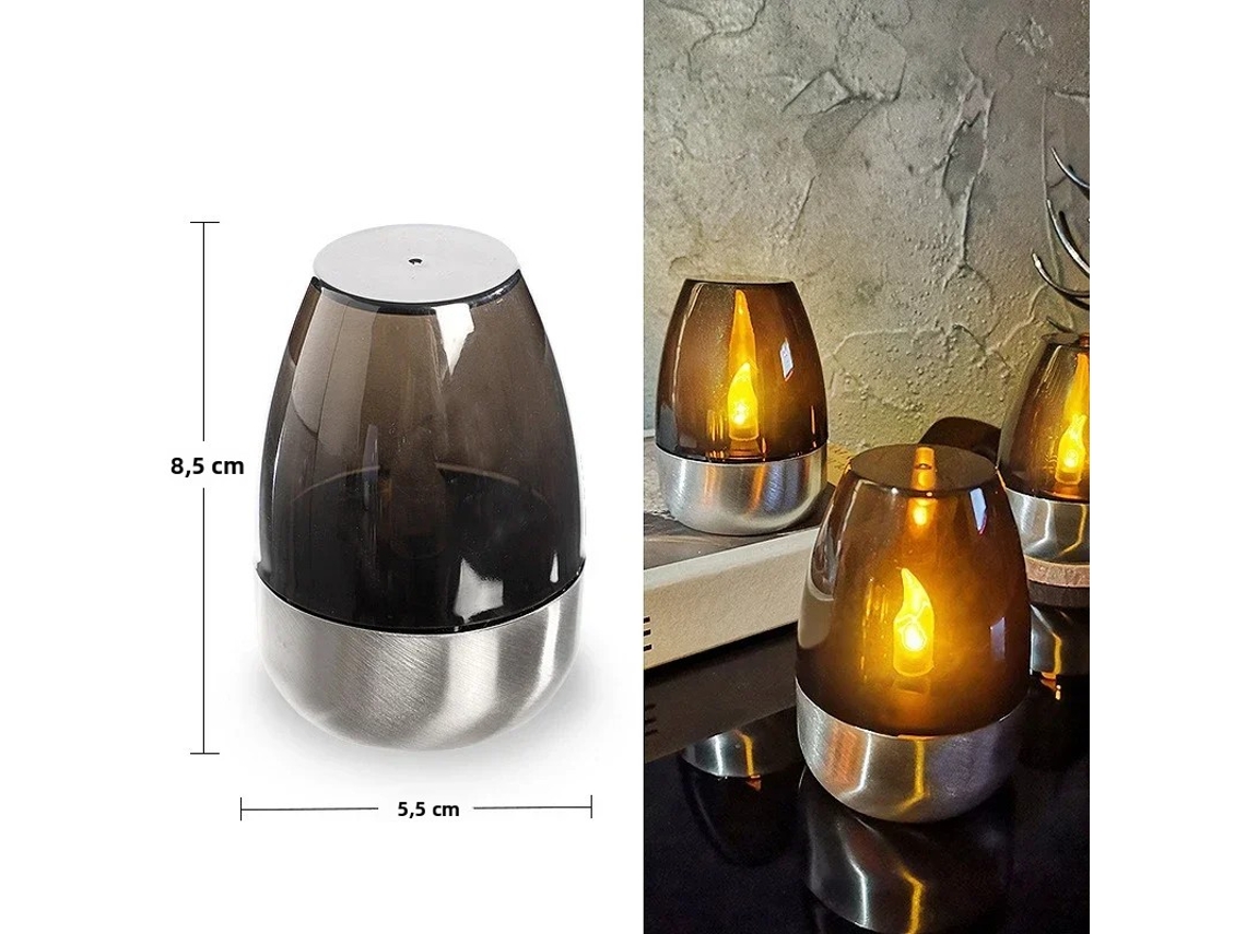 (gris) Vela Solar Led Recargable A Prueba De Agua, Se Puede Utilizar Como Luz De Noche Decorativa, Vela En Forma De Flor Sin Llama.