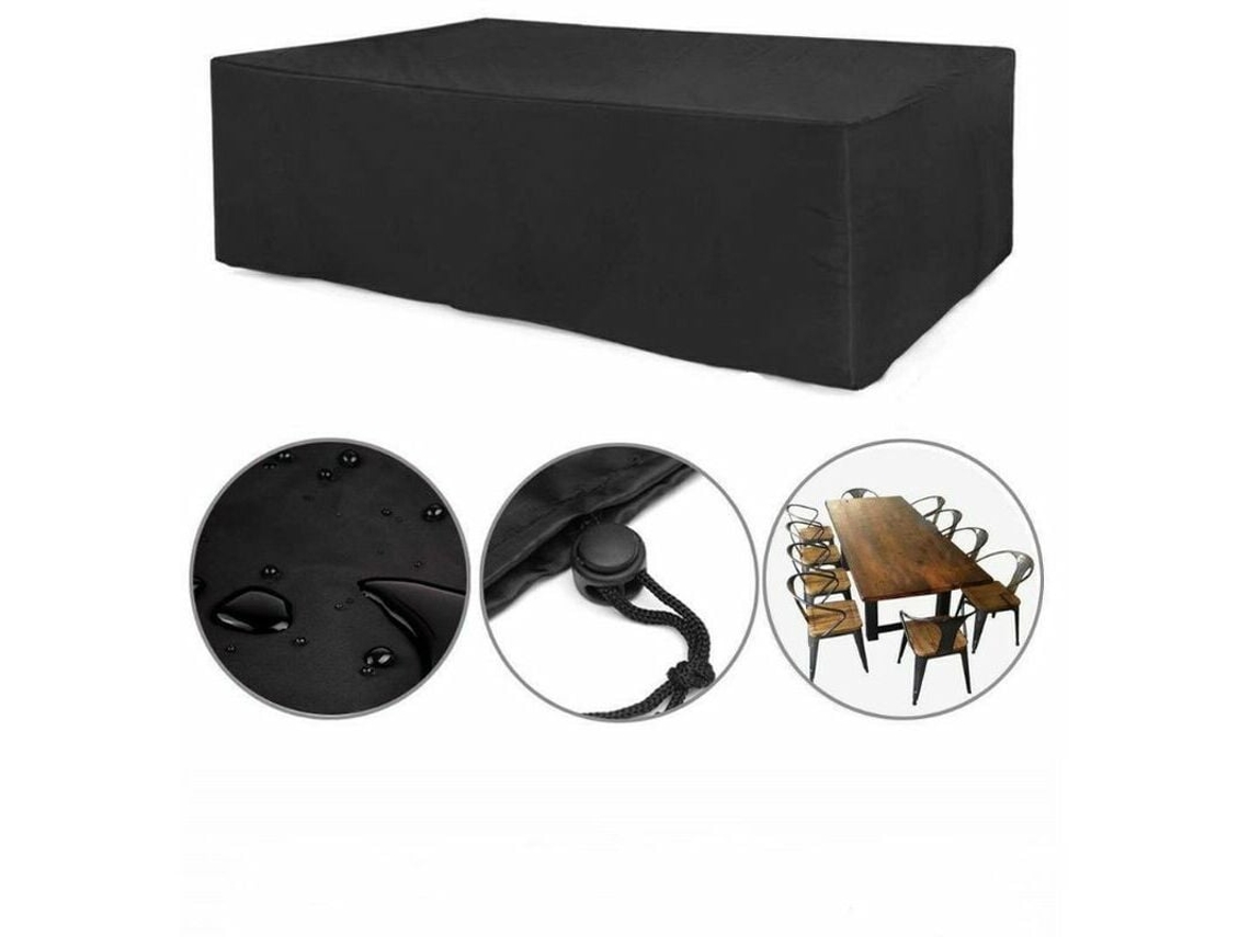 Elegante funda para mesa de centro de exterior, resistente, impermeable, para protegerla durante todo el año y contra el polvo.