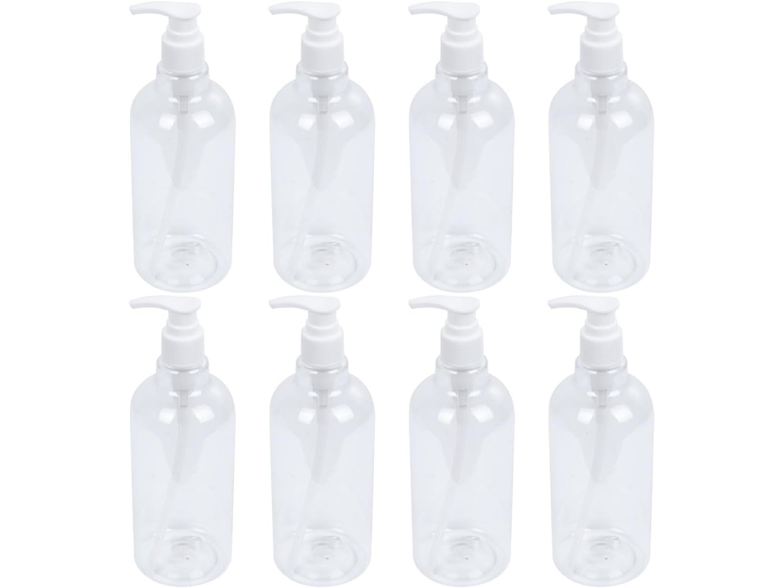 De 8 Frascos Transparentes De Polipropileno Com Bomba Dosadora Para Shampoo, Reutilizáveis, Duráveis E Recarregáveis, 500ml