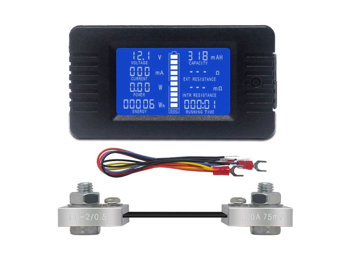 Voltímetro Amperímetro Digital Lcd Monitor Energía Batería Dc 0-200v 100a Para Coches Sistemas Solares