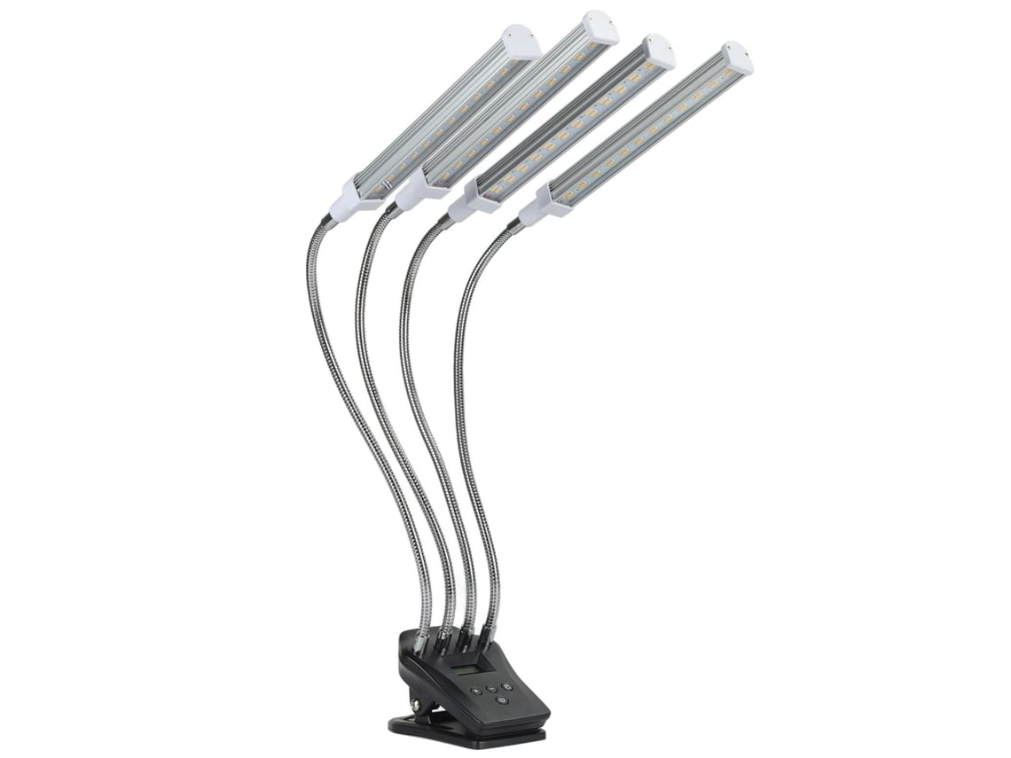 Lámpara Led De Cultivo De 96 W Con 4 Cabezales Ajustables, Rotación De 360° Y Pantalla Lcd Para Plantas De Interior.