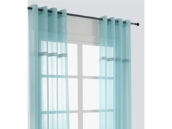 Cortina bordada con anillas tejidas 140 x 260 cm Azul turquesa - Individual