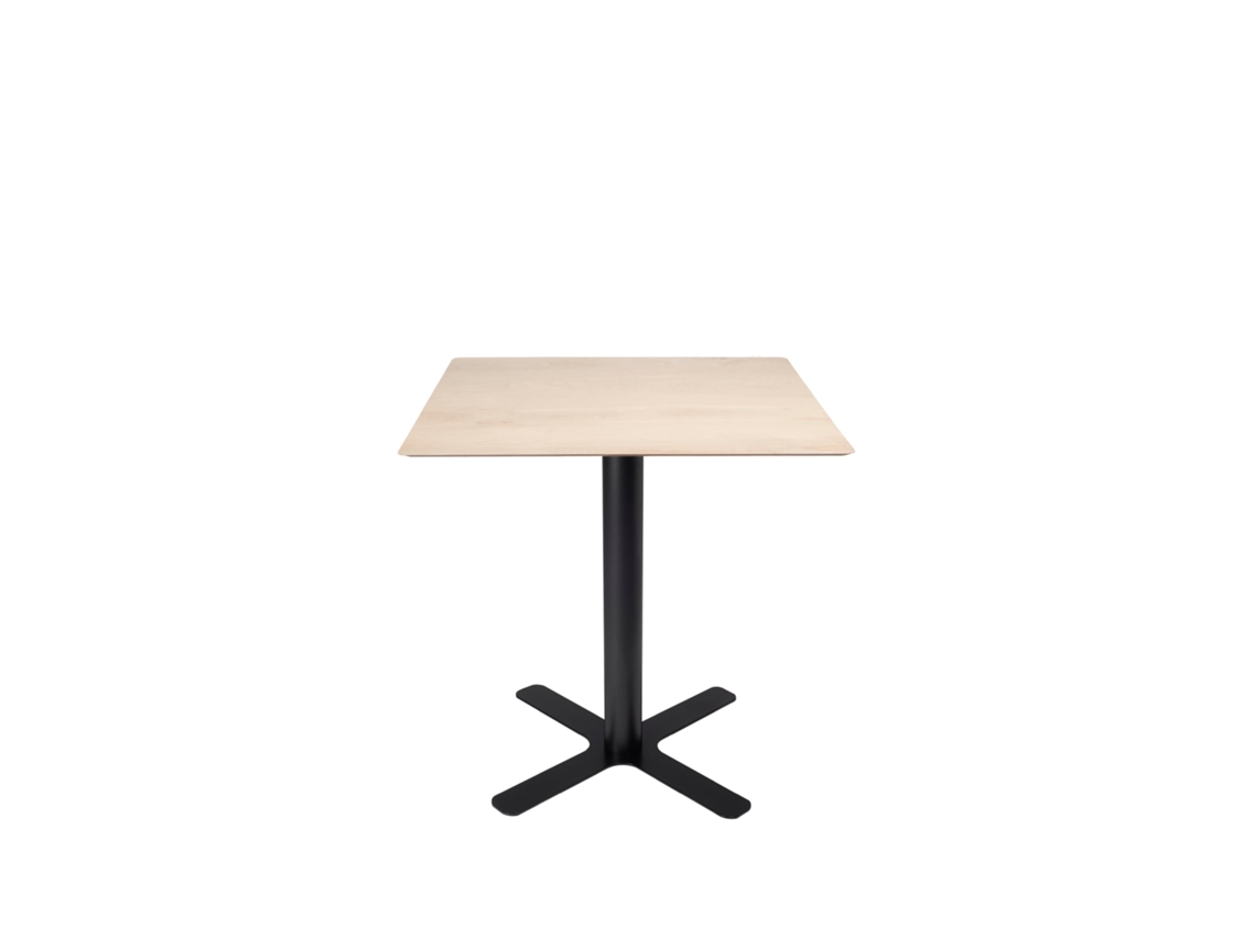Mesa cuadrada de interior Garbar Goya HPL de 70 x 70 cm con patas negras y tablero de roble natural