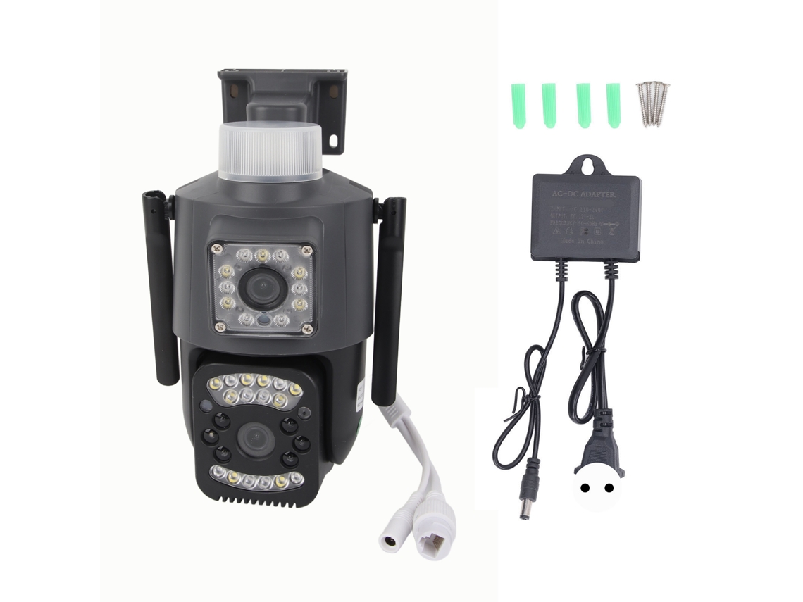 Cámara Wifi Con Doble Lente, 5mp, Resistente Al Agua Ip66, Visión Nocturna, Monitoreo Inalámbrico.