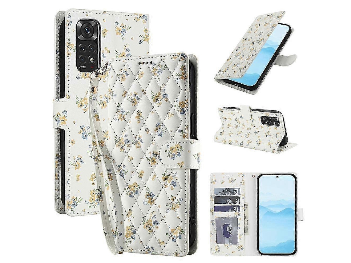 25-26 Flower Pattern Buckle Leather Phone Case With Lanyard