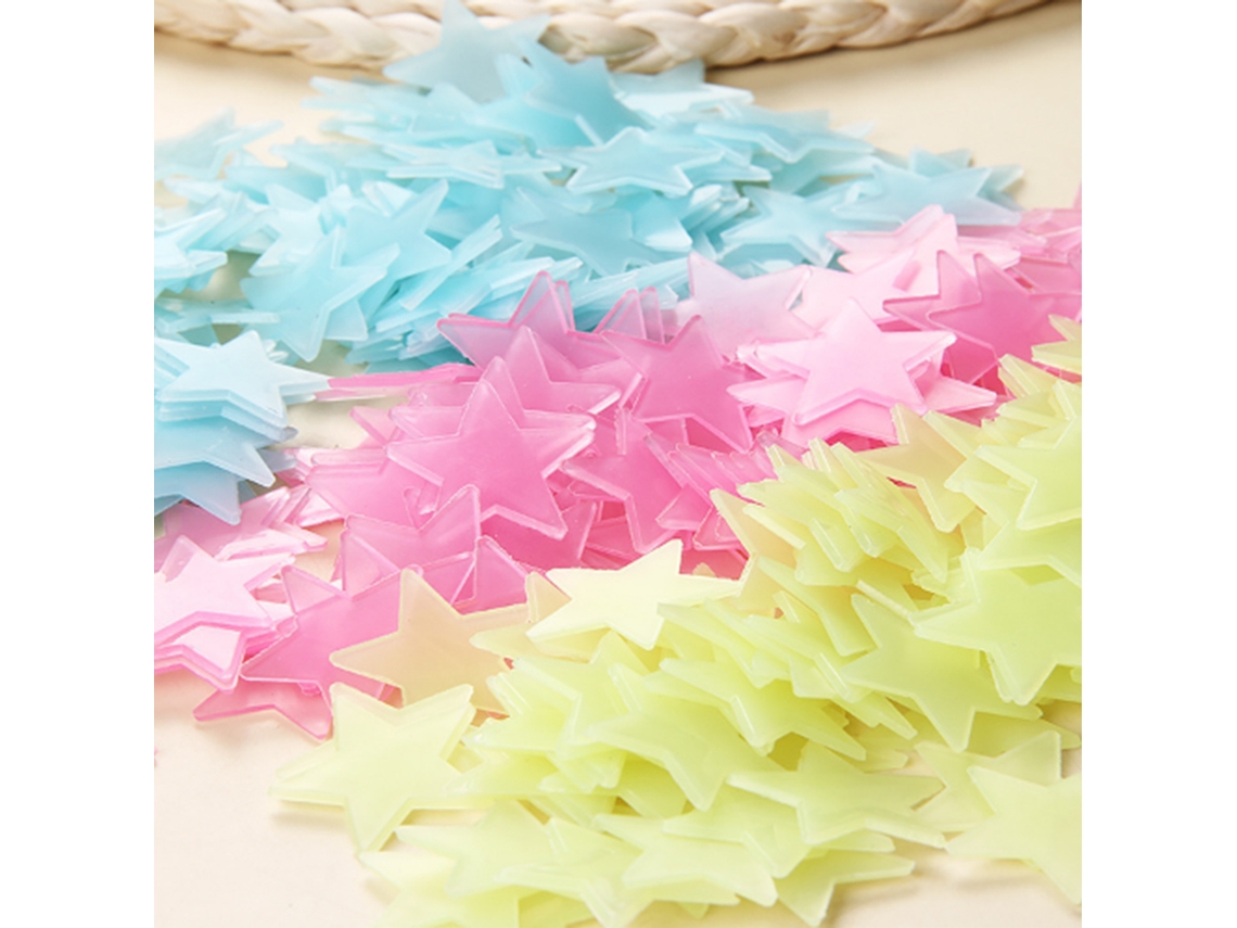 Pegatinas luminosas de estrellas 3D, 100 unidades, para decoración de paredes y techos infantiles, brillan en la oscuridad.