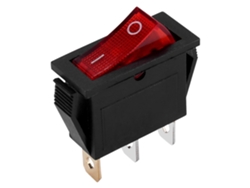Interrupteur Bipolaire Lumineux Rouge On/off 250v 15a 28x10mm 3 Bornes Negro