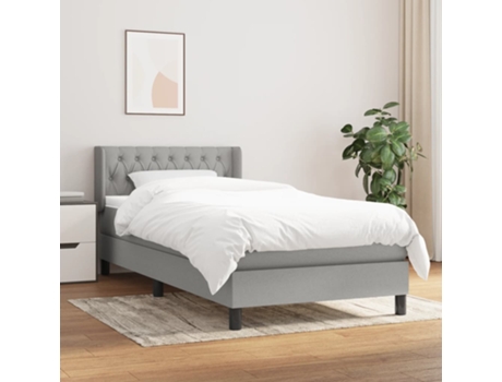 vidaXL Cama con somier y colchón 90x190 cm tela gris claro