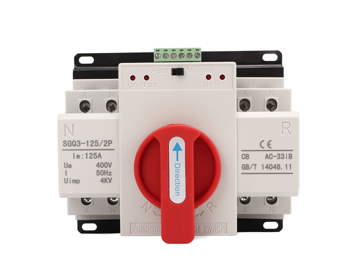 2026-interruptor De Transferencia Automática De Doble Potencia 125a Mango Rojo Para Generador Industrial 400v