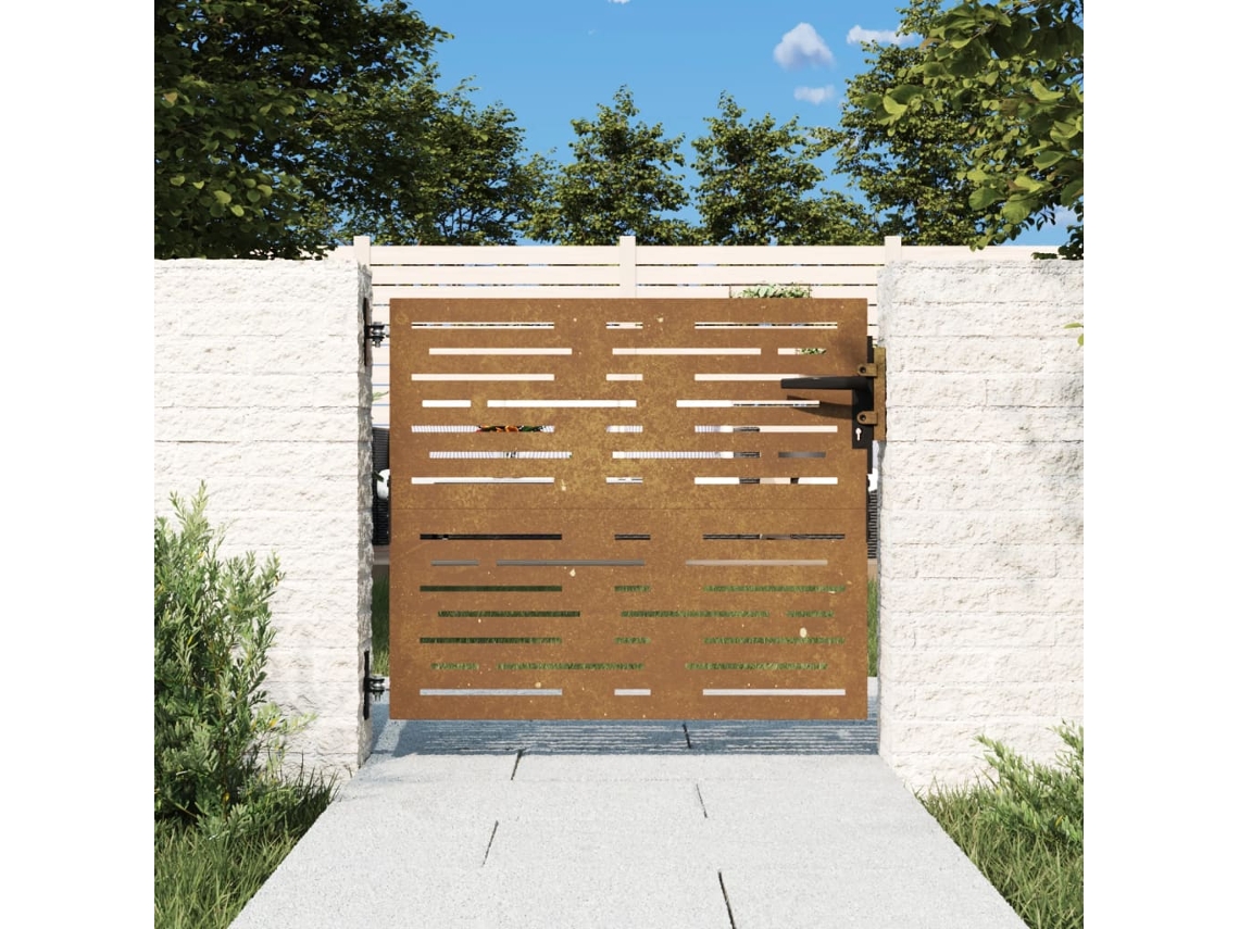 Puerta De Jardín Acero Corten Diseño Cuadrado 85x100 Cm