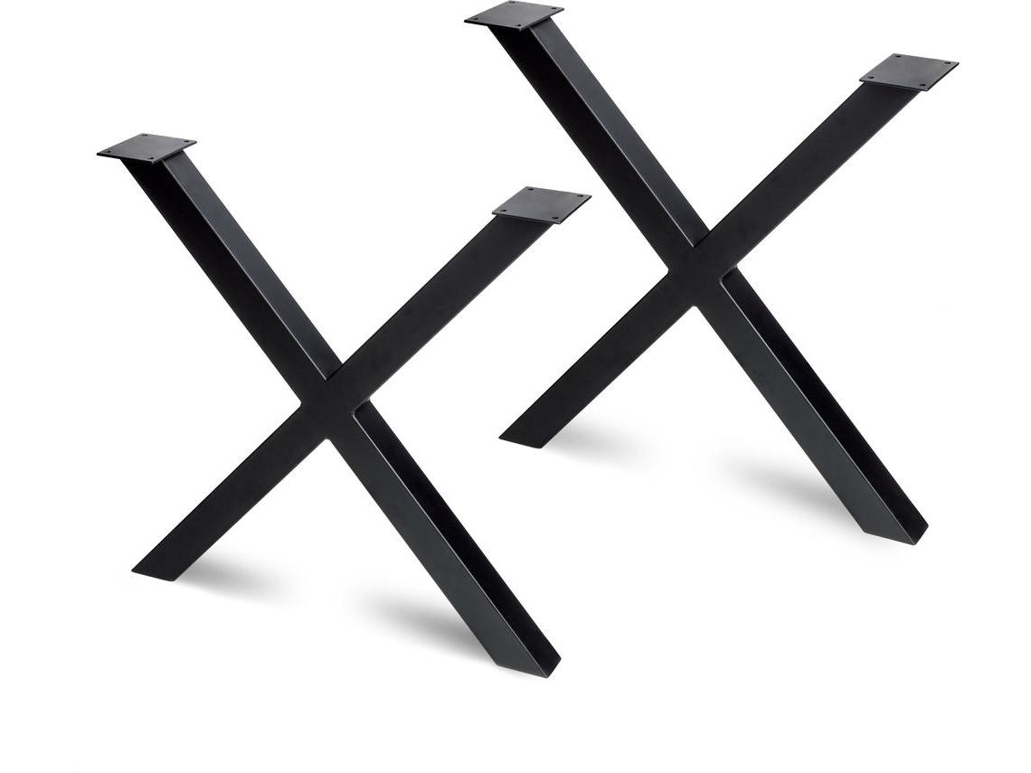 EMUCA Juego de patas cruzadas para mesa - Ancho 695mm - Acero - Pintado negro