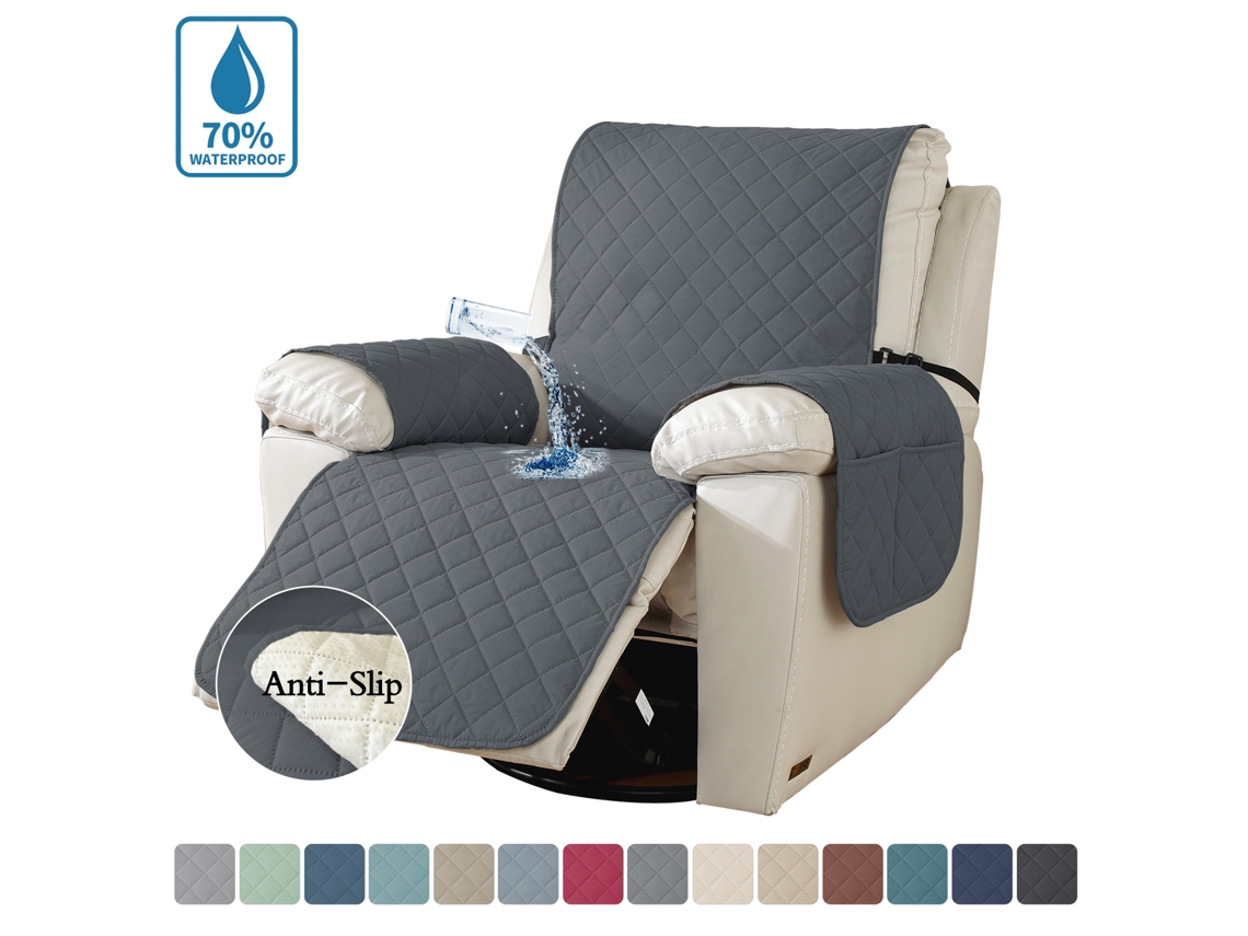 Funda para sillón monoplaza, impermeable, con bolsillos laterales, resistente a arañazos, Digitallab (gris oscuro)