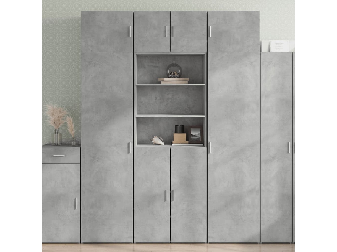 Aparador Alto | Mueble De Comedor | Buffet Alto Madera De Ingeniería Gris Hormigón 70x42,5x185 Cm Wsd18793