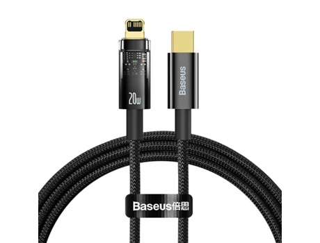 Cable de datos de carga rápida de tipo c a lightning serie explorer con apagado automático, 20w BASEUS