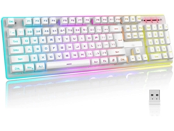Teclado inalámbrico para juegos, recargable, 3000 mAh, 2,4 g, con retroiluminación LED, teclado mecánico táctil ergonómico Everley891