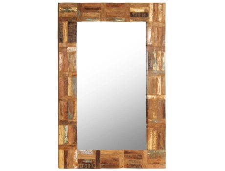 vidaXL Espejo de pared madera maciza de traviesas del tren 60x90 cm