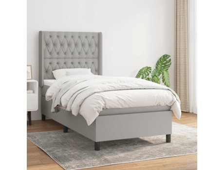 vidaXL Cama con somier y colchón 90x190 cm tela gris claro