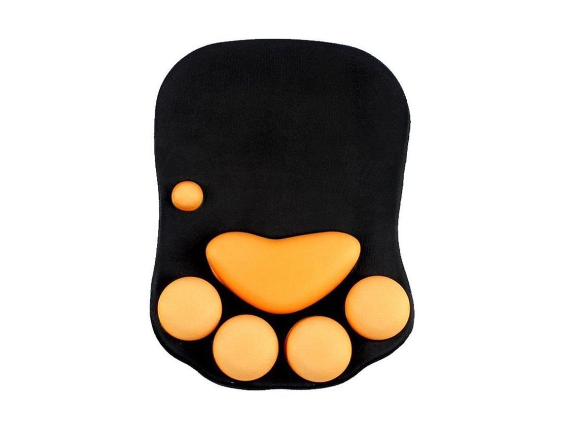 Alfombrilla De Ratón Con Reposamuñecas, Bonito Diseño De Huella De Gato, Reposamuñecas Negro.