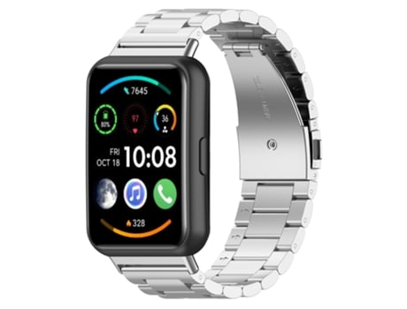 Correa de reloj inteligente para Huawei Watch Fit 2 Metal Acero inoxidable con tres cuentas (Plata)