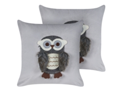 Cojines con estampado de animal BELIANI Ophrys de Terciopelo Gris 45x45x14