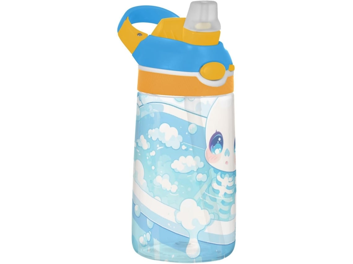 Botella De Agua Baño Tritan Con Pajita Diseño Calavera Blanca Para La Escuela Y Deportes Al Aire Libre Gr...
