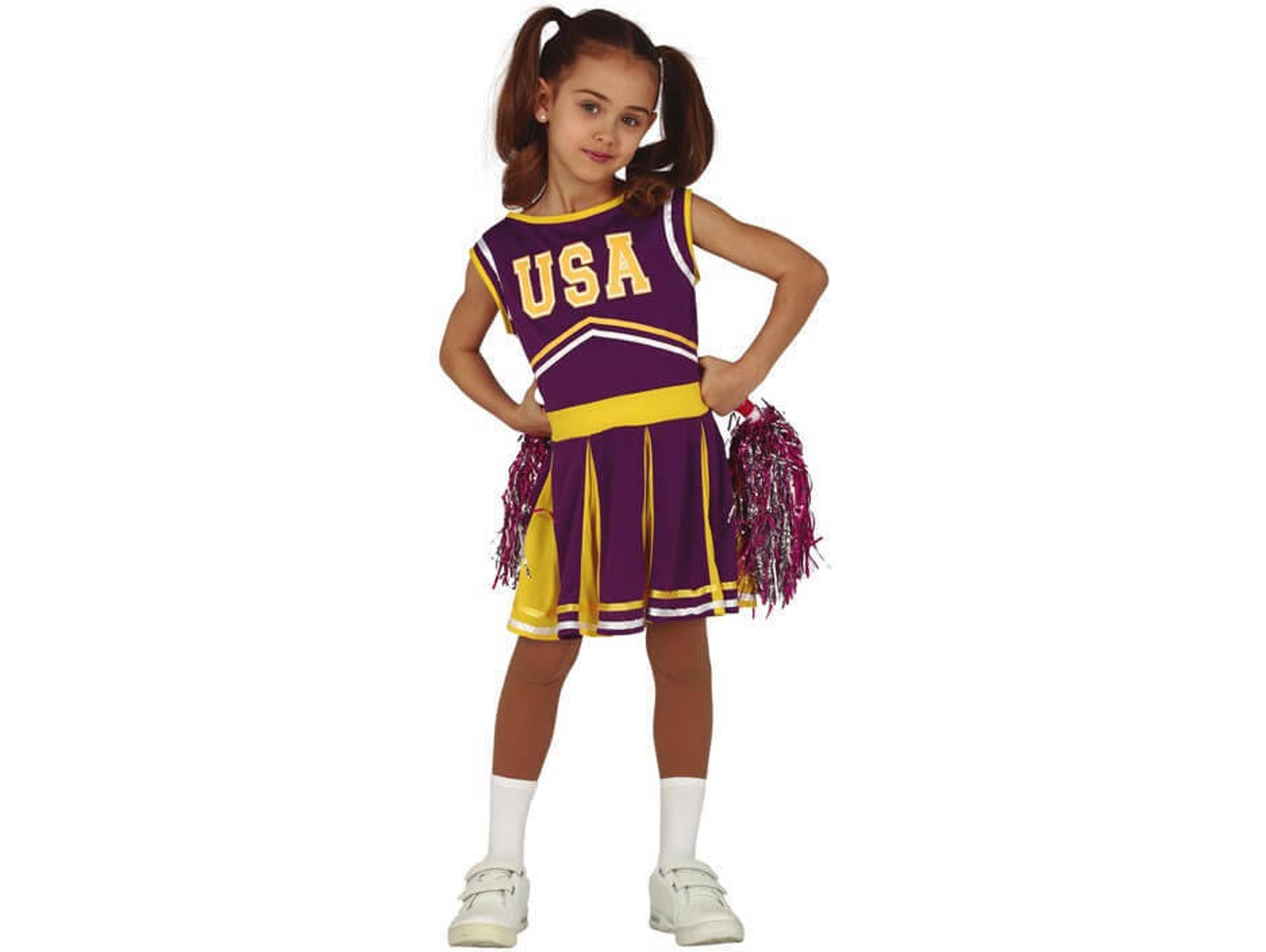 Disfraz de Niña DISFRAZZES Animadora Morado Y Amarillo (Talla: 3 a 4 años)