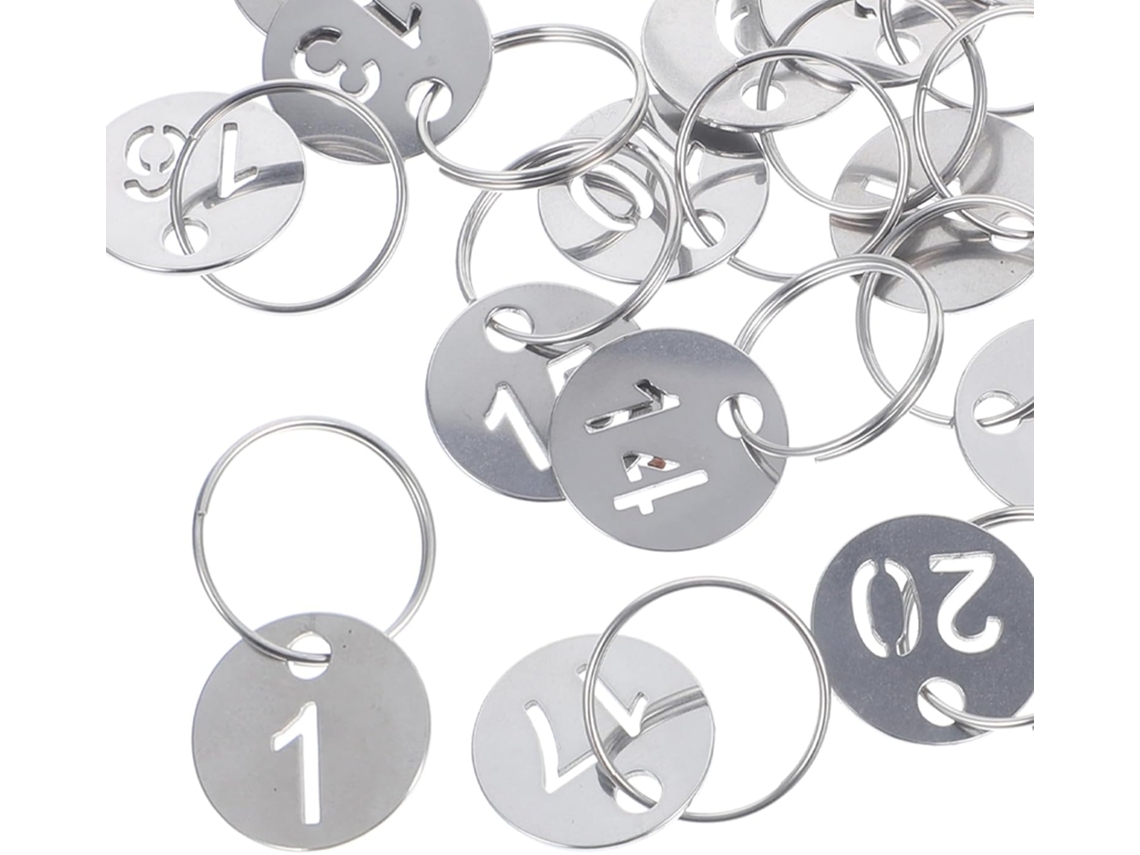 Llaveros Numerados Del 1 Al 20 En Acero Inoxidable