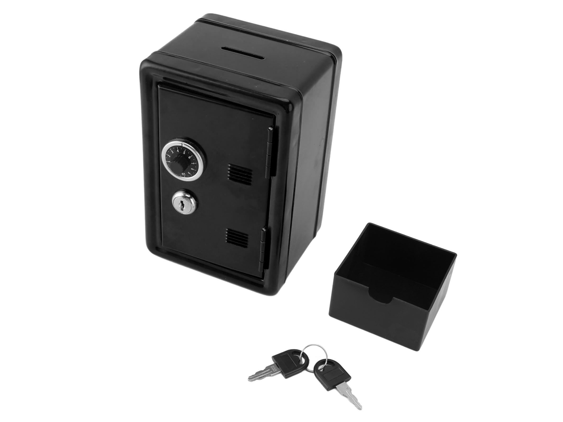 Hucha Vertical De Metal Con Cerradura Y Llaves, Bonito Diseño Creativo Para El Hogar, Color Negro.