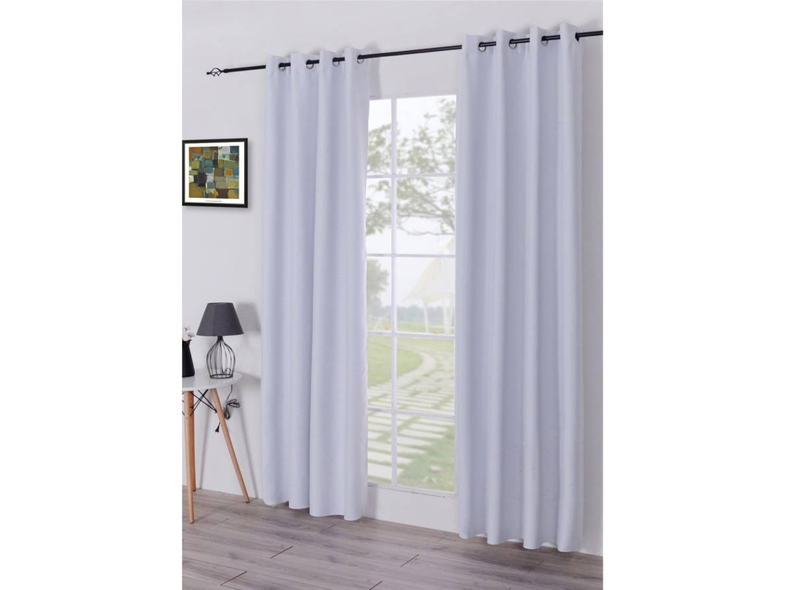 Cortina Opaca de Tela de Alta Precisión con Efecto Térmico Blanco Gris 140 x 260 cm - Individual