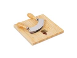 Faca De Pesagem Relaxdays Com Tábua, Bambu E Aço Inoxidável, Faca De Dois Gumes, Tábua 20x20 Cm, Natural/prata