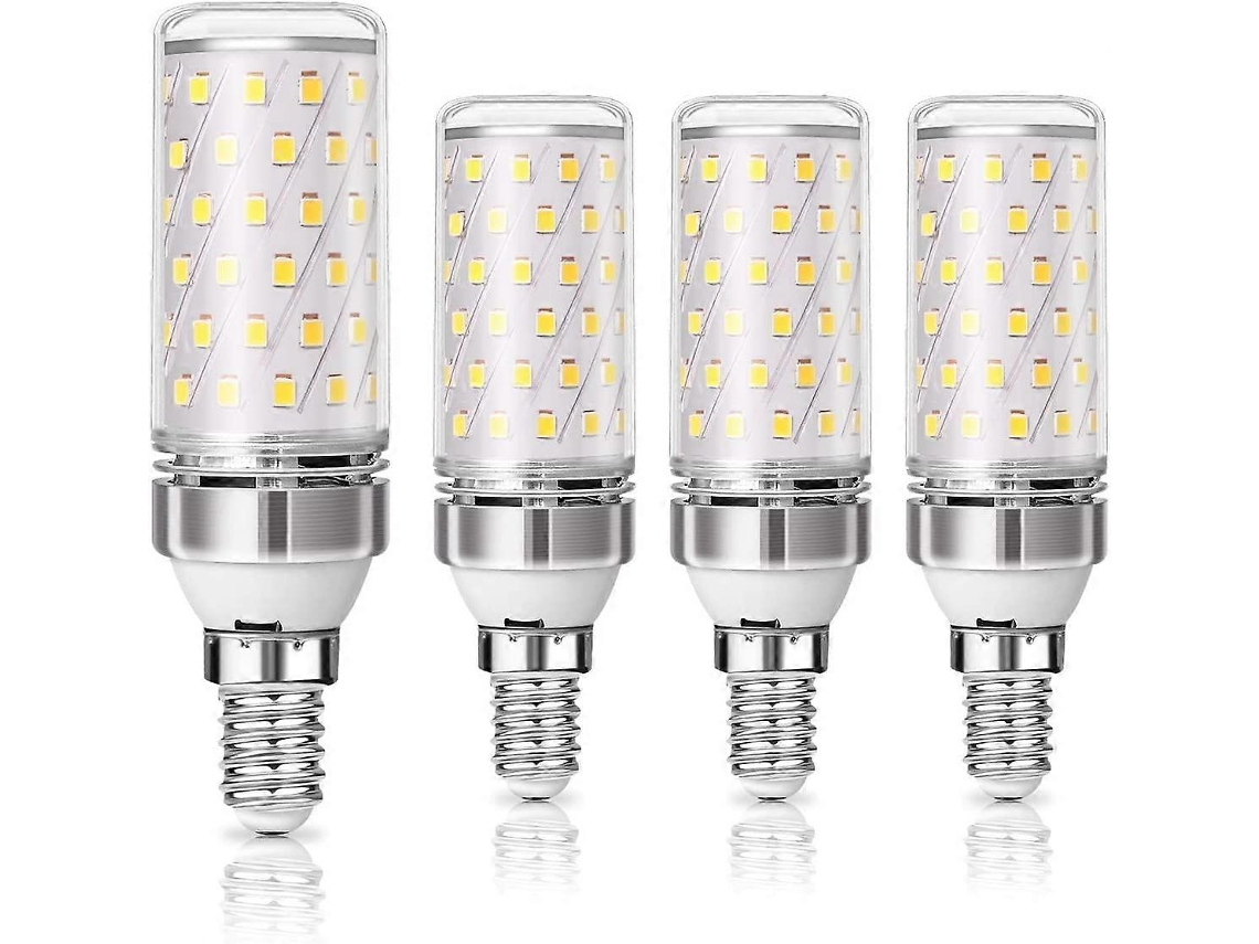 4 bombillas LED E14 de 12 W y 100 W, 1200 lm, luz blanca cálida de 3000 K, AC220-240 V