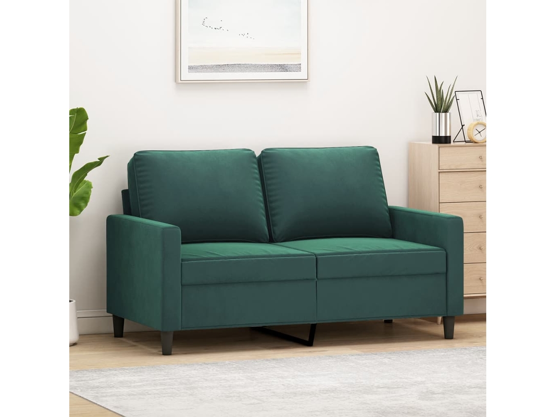 Sofá De 2 Plazas De Terciopelo Verde Oscuro 120 Cm