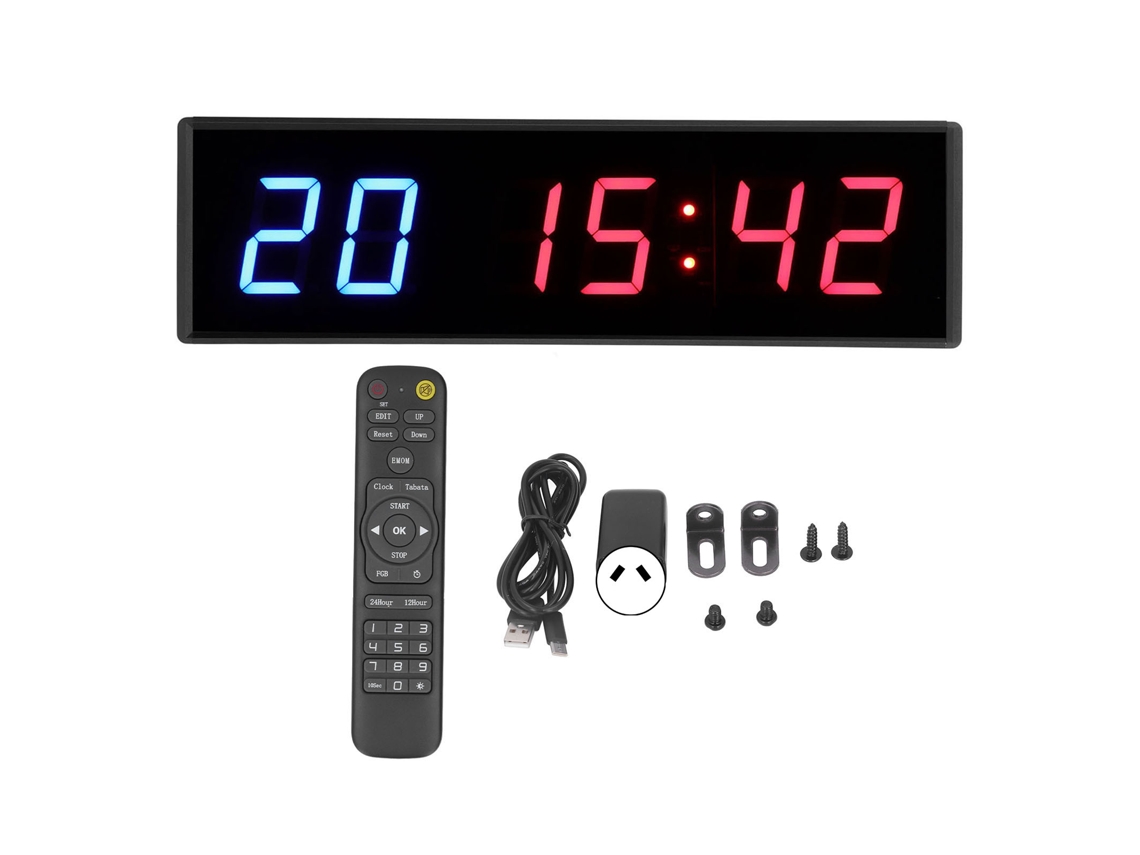 Cronómetro Led De 6 Dígitos Con Control Remoto, Cuenta Regresiva Por Intervalos, Enchufe De Ca 110-240v