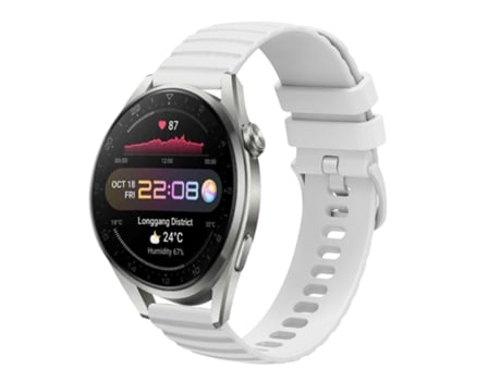 Correa de reloj inteligente para Huawei Watch 3 Pro Nova Patrón de puntos ondulados de silicona de color sólido 22 mm (blanco)