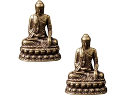 Juego de 2 adornos de cobre antiguo, compactos y estables, para decoración de interiores, con base de Buda GOKOCO