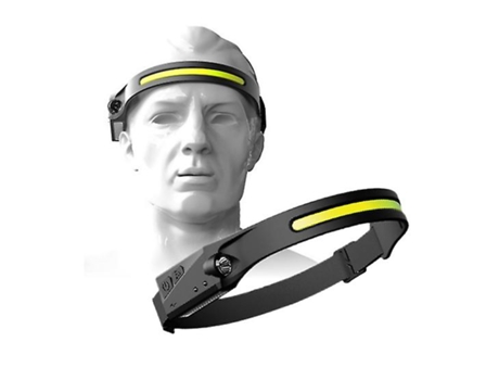 Linterna frontal con sensor de movimiento LED recargable por USB con múltiples modos de iluminación y diseño resistente al agua (negro) YIZHOOD