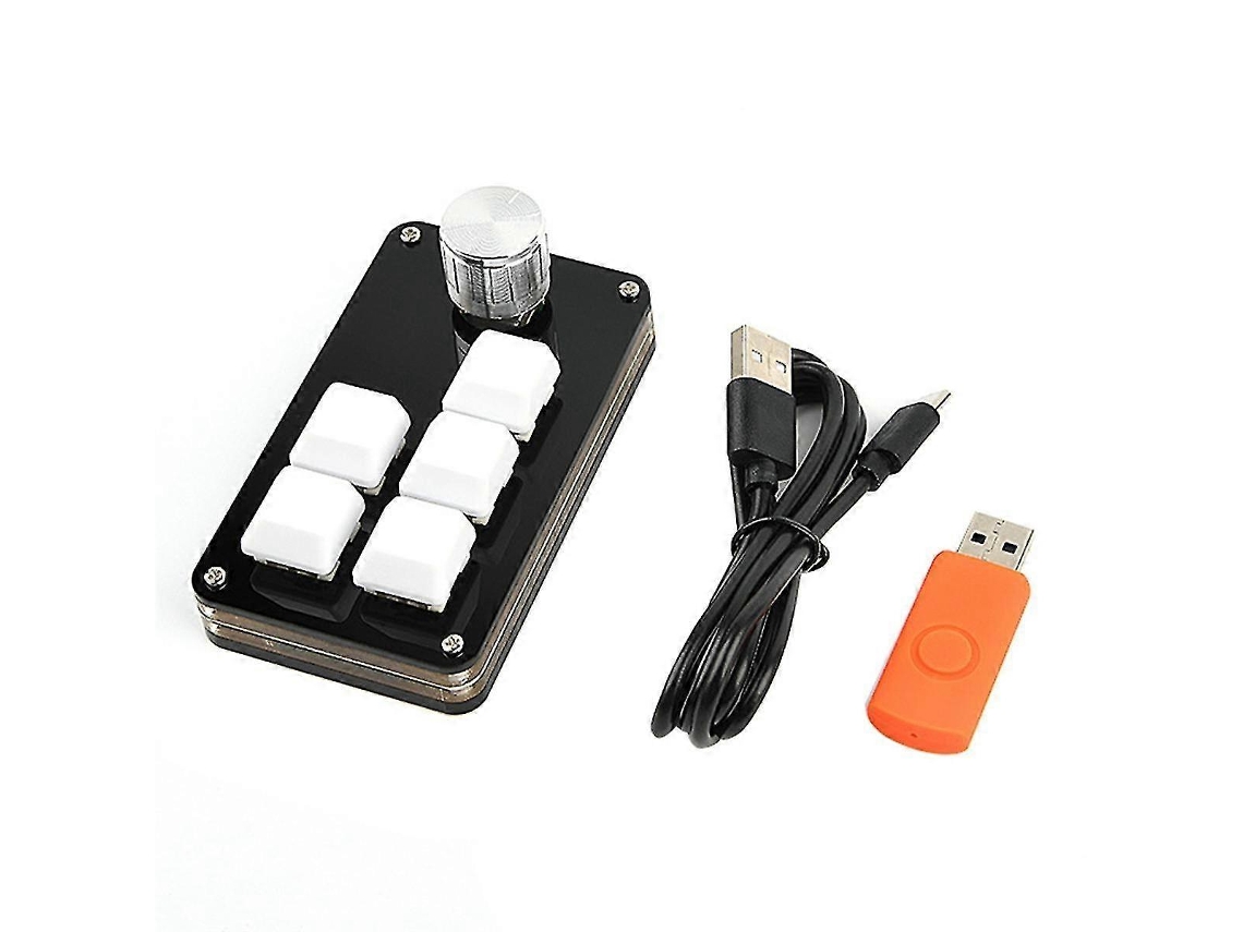 Mini teclado mecánico para juegos con 5 teclas y 1 botón, programable, intercambiable en caliente, personalizable, con macros, blanco Everley891