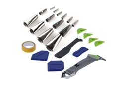Kit de 24 herramientas de silicona para sellado y lechada con aplicador reutilizable.