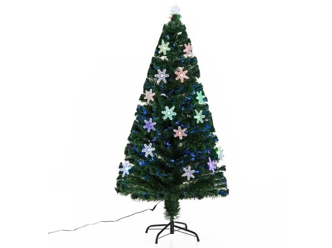 Navideño Homcom 020793 hierro pvc verde 60x150cm artificial abeto 150cm con soporte decoraciones copos nieve fibra brillante led