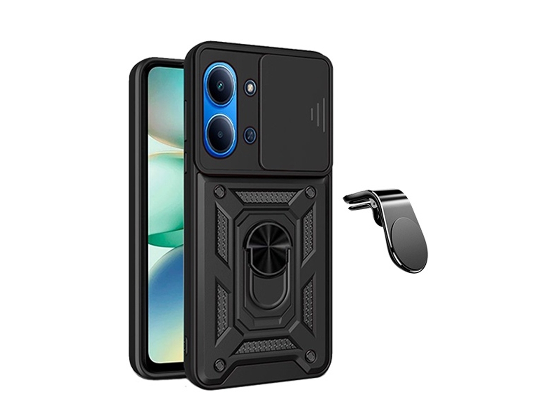Kit Suporte L Capa Magnetic Slide Window Phonecare Para Xiaomi Redmi 15c - Preto