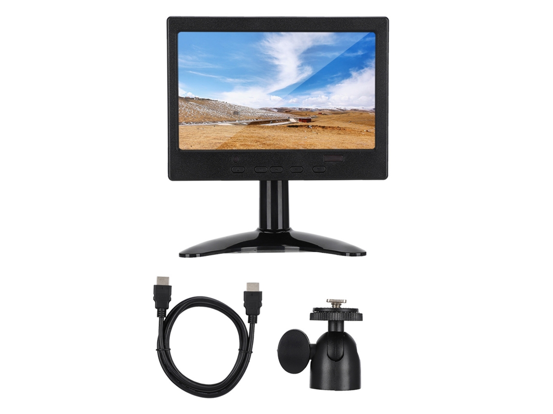 Monitor De Pc Multifunción 7 Pulgadas 1024x600 16:9 Con Entrada Hdmi/vga/av Y Soporte