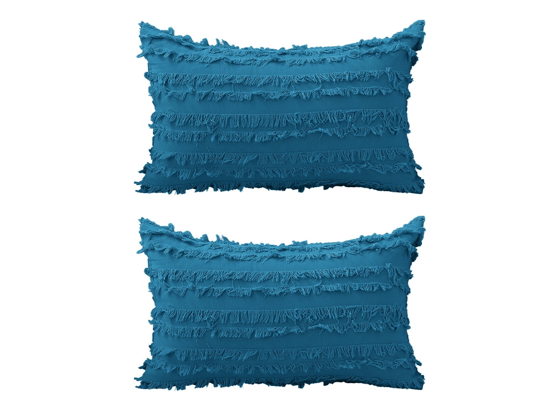 Juego De 2 Fundas De Almohada Bohemias De Algodón Y Lino, 30 X 50 Cm